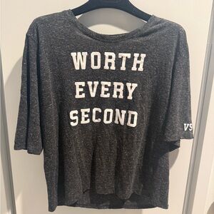Victoria’s Secret Gray Graphic Tee with White Lettering